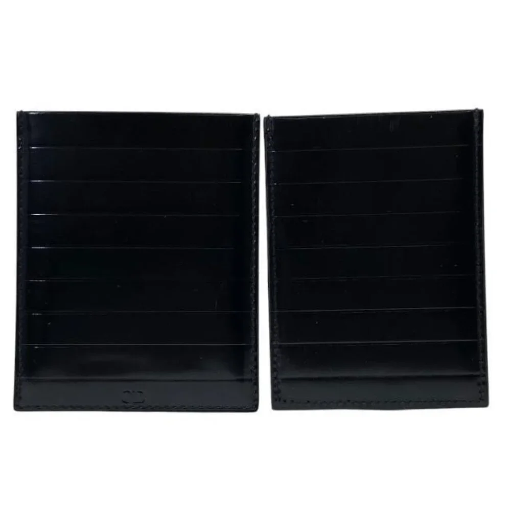 Christian Dior Card Case Pass Case Compact Logo Leather Black